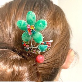 샵프리C Traditional Korean Hairpin for Hanbok with Floral Design - Wedding Hair Accessory