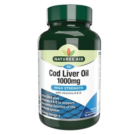 Natures Aid 1000mg High Strength Cod Liver Oil - Pack of 90 Capsules (Packaging May Vary)