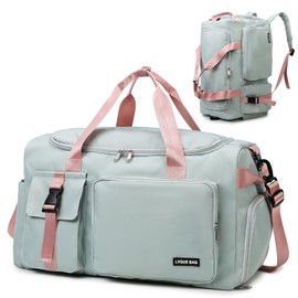 Suweir Sports Bag Women Men 42L Travel Bag with Shoe Compartment Wet Compartment Waterproof Training Bag Travel Duffle Bag with Backpack Weekender Swimming Bag Fitness Bag for Travel, Fitness, Sports,