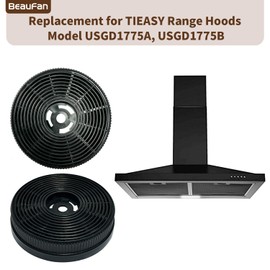 Beaufan 4 Pack Charcoal Filter Replacement for SNDOAS Wall Mount Model GD17, GD24, GD1775BPA,GD1790BPA, GD2475B and GD2475BPB, Also Replacement for Tieasy USGD1775A, USGD1775B, TD17