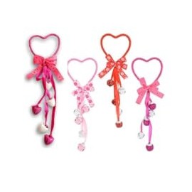 Heart-Shaped Hanging Decorations with Bells and Ribbons, Pink and Red, Set of 4 Valentines Day for Door Knob Greeter Hanger Shopkeepers Bell Ornaments Hearts Welcome