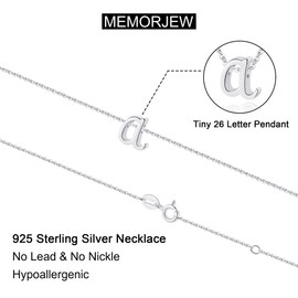 Memorjew 925 Sterling Silver Initial Necklace, Dainty Alphabet Letter H Cursive Initial Necklace for Women Little, Valentines Mother’s Day Birthday Gifts Necklace Jewelry