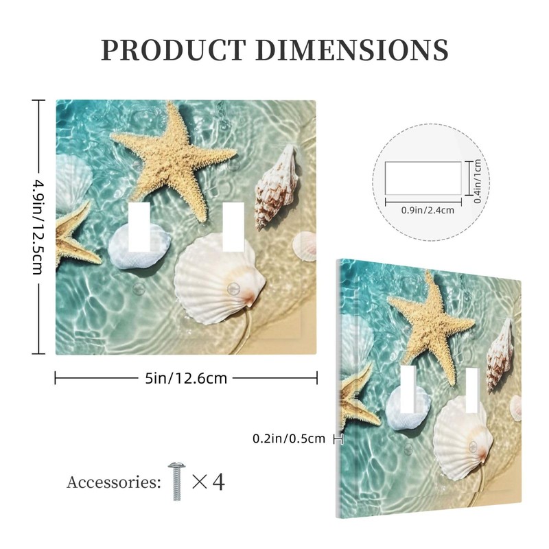 Nijuodnijir Decorative Switch Plates Beach Starfish Ocean Conch Cameo Shell
