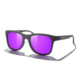 MERRY'S Unisex Polarized Sunglasses for lovers Lightweight TR90 Frame Square Sun Glasses for Men/Women (Black/Purple Mirror/Purple, 51)