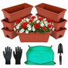 Yokodaza Red Window Box Planters, 7 Pack Rectangular Plastic Flower
