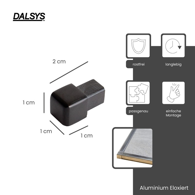 Dalsys End piece for tile rail 10 mm, square profile
