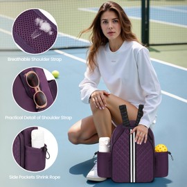 Sucipi Professional Women Lightweight Pickleball Bag, Stylish Quilted Paddle Bag, Royal Purple