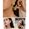 Zeayebsr 1 Pair Large Flower Earrings Gold Metal Floral Stud