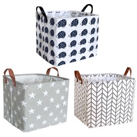 Sanjiaofen Square Storage bin, Laundry Basket,Collapsible Storage Box with Handles for Nursery Storage. (3pack basket)