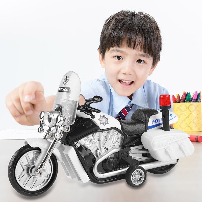 Children Mini Pull Back Toy Alloy Simulation Motorcycle Police Car