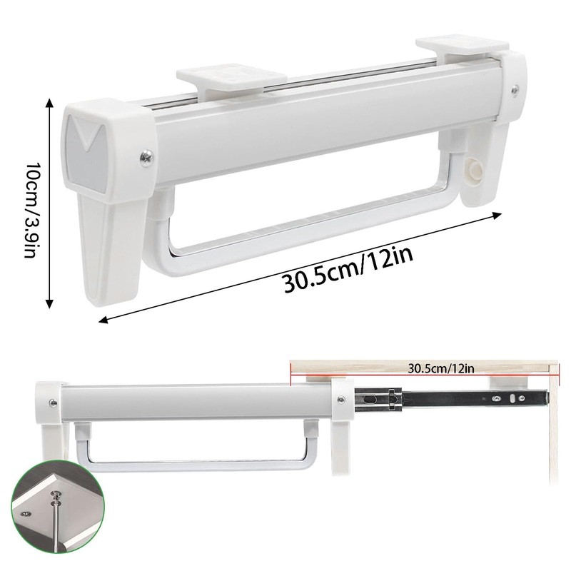 Adjustable Pull Out Hanger Rail Rod,31cm Pull Out Clothes Rail,Extendable