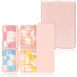 FYY Pill Box for 7 Days, Magnetic Daily Pill Organiser, Tablet Box, Morning Evening, Pill Box, Pill Box, Foldable, Portable, Large for Storing Vitamins for Travel, S-Pink