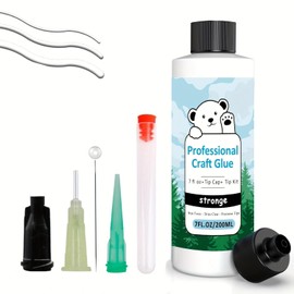 7oz Craft Glue & Precision Tips, Bottles with Fine Tip, Craft Glue Quick Dry Clear, Strong Tacky, Fabric Adhesive Permanent for Paper Crafting Scrapbooking/Card Making/Etc
