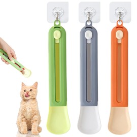 OOSIVEN 3 Pack Cat Strip Feeder, Cat Treat Spoon with Hooks Squeeze Delectables Lickable Cat Wet Food Treats Dispenser for Puree and Bisque Cat Happy Feeding Dispenser