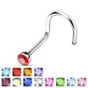 PiercedOff 316L Surgical Steel Nose screw with Topaz CZ Gem
