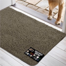 Gorilla Grip Felpudo de Felpilla Duradero para Interiores, Tapete Absorbente Suave, Tapetes Interiores para Lavar A Máquina, Tapetes de Alfombra de Perfil Bajo, 24X17, Capuchino