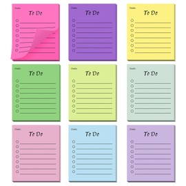 Vicloon Lined Sticky Notes, 450PCS to Do List Sticky Notes, 9 Pack Horizontal Self Sticky Notes Pad Assorted Sticky Post Notes Removable for Office, Home, School, Meeting (9 Color)