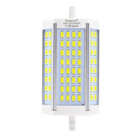 Rowrun Nuolun R7S J118 30W LED Bulb Double Ended Base J-Type Dimmable Daylight White 6000K Light Bulb 118mm for Household Lighting Floodlight Replacement Light