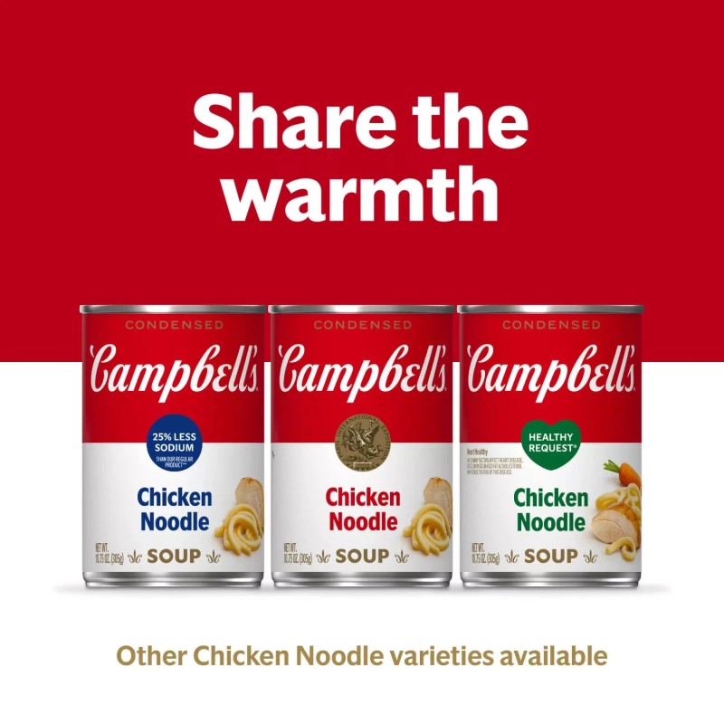 Campbell's Condensed Chicken Noodle Soup, 10.75 oz Cans, 12 Pack.