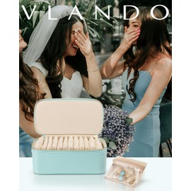 Vlando Jewelry Box Organzier for Travel,12 Pcs Velvet Jewelry Bags,Faux Leather Jewelry Case for Earrings Necklace Rings,Valentine's Day,Birthday Gift