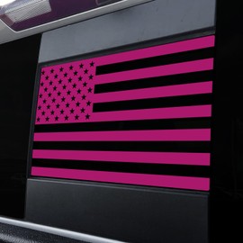 BocaDecals Rear Middle Window American Flag Decal Accessory Compatible with and Fits 2009 & Newer Dodge RAM (Hot Pink)