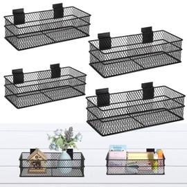 Kokone 4 Pack Metal Mesh Basket for Slatwall, Hanging Storage Bins for Slat Wall, Slatwall Basket Bins for Slatwall Panel, Slatwall Storage Accessories for Garage Workshop Craft Room Organizer, 4 Size