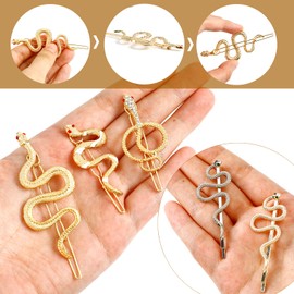 5Pcs Metal Snake Clips Vintage Twists Snake Hair Cluster Alloy Non Slip Hair Pin for Thick Thin Hair Accessories Birthday Gift for Brides Girl Women (Gold Silver)
