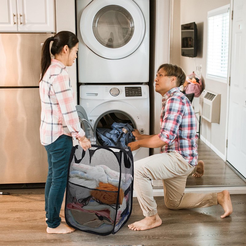 Buyongwant Collapsible Pop Up Laundry Hamper, Mesh Foldable Laundry Basket,