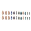 24Pcs Ocean Press on Nails Medium Almond Fake Nails Blue