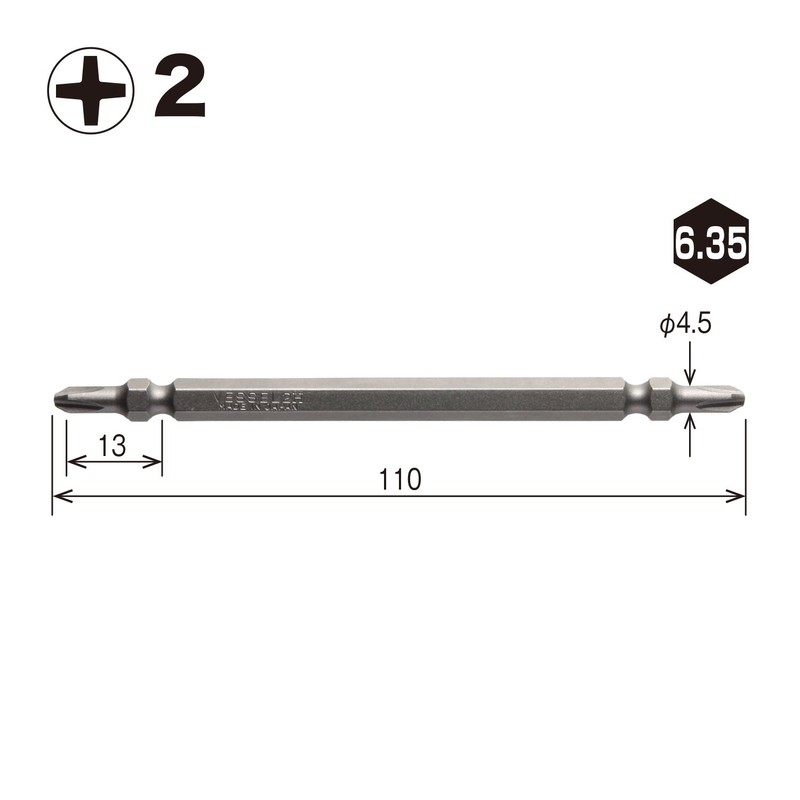Vessel Double Ended Slender Bit + 2 x 110 mm