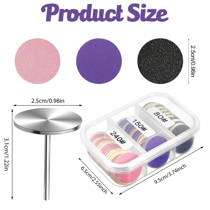 60-Piece Sanding Disc, Pedicure Set, 25 mm Replacement Sandpaper Base,