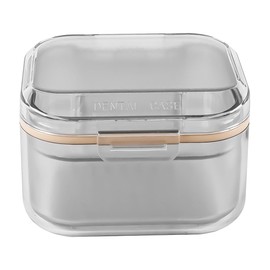 Enwye Orthodontic Retainer Aligner Case 3-Layer Portable Soaking Storage Box Black Dental Accessory