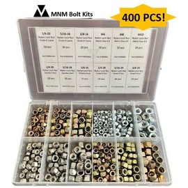 NYLON 400pc Nylon Lock Nut Assortment Grade 8 Coarse, Fine, Metric 8.8 Stainless Steel