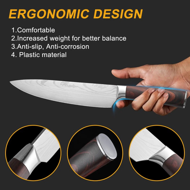 Multi-Purpose High Quality Kitchen Knives Set Stainless Steel Santoku Chef