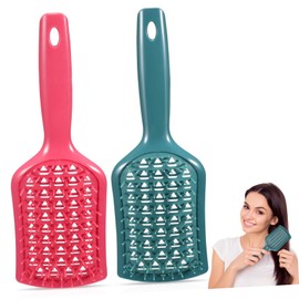 Baluue 2pcs Detangler Hair Comb Stylish Hairbrush for Curly Straight Hair for Wet Dry Use for Home Travel Includes Colors
