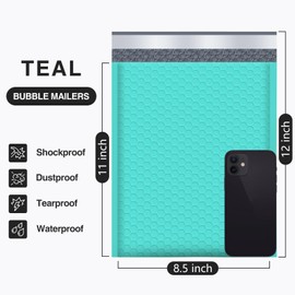 UCGOU Bubble Mailers 8.5x12 Inch Teal 25 Pack Poly Padded Envelopes #2 Medium Mailing Opaque Packaging Postal Self Seal Waterproof Boutique Shipping Bags for Clothes Makeup Supplies