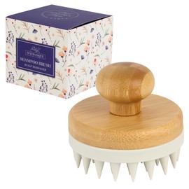 INTER-ESQUE Scalp Massager - Scalp Massage Brush - Head Massage Brush - Bamboo Shampoo Brush (Grey)