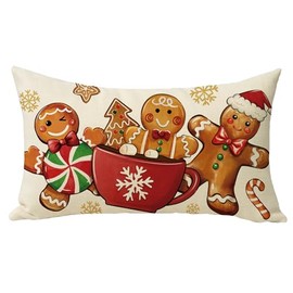 Christmas Gingerbread Man Lumbar Decorative Throw Pillow Cover 12 x 20