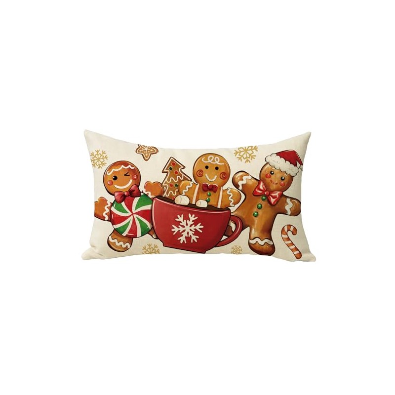 Christmas Gingerbread Man Lumbar Decorative Throw Pillow Cover 12 x