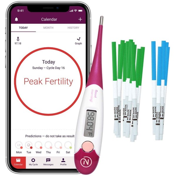 Natural Cycles Plan a Pregnancy Kit- 6 Month Subscription with Basal Thermometer - Ovulation + Pregnancy Tests - (iOS and Android) - BBT - Fertility Tracker
