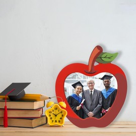 DKINY Thank You Teacher Gifts, Wooden Apple Photo Frame, Teacher Appreciation Gifts, Nursery Primary School Secondary School Graduation Leaving Farewell Gift for Teacher End of the Year
