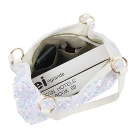 Meliyya Sequin Shopper Tote Bag Shoulder Bag Shiny Shoulder Bag Bag for College Party Everyday, A07661-white