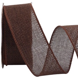 CABODYALS 9.1M 38mm Dark Brown Burlap Wired Ribbon Natural Jute Wide Woven Hessian Linen Wreath Festival Decorative Edge Trim Holiday Rustic Ribbons for Sewing Making Party Festival Decors Diy Craft