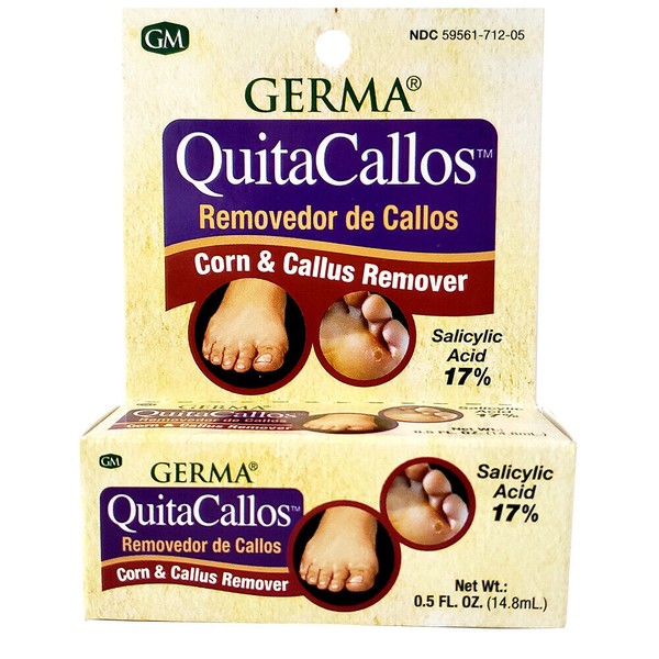 Germa QuitaCallos Callus & Corn Remover. Pain Relief. With Salicylic Acid. 0.5Oz