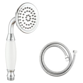 Ownace Traditional Brass Ceramics Telephone Hand Held Shower Head 3 Inch Victorian Shower Head with Hose Chrome for Bathroom