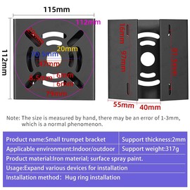 ZT-NET Universal Vertical Pole Mount with 2 Loops for CCTV Cameras, Stage Lights, Solar Panels Mounting Corner Bracket for Versatile Applications Solid Iron Black (Not Included Camera)