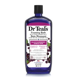 Dr Teal's Dr Teal's Foaming Bath with Pure Epsom Salt, Black Elderberry with Vitamin D and Essential Oils, 34 fl oz (Packaging May Vary)