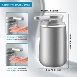 Mamiddle 12 oz. Automatic Soap Dispenser Stainless Steel with Sensor Infrared Soap Dispenser Electric IPX5 Waterproof USB-C Charging Motion Sensor for Kitchen & Bathroom (Silver Arc)