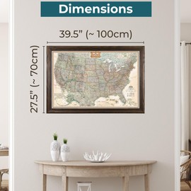 Push Pin Travel Maps - Executive US - Solid Wood Brown Framed Pin Map for Tracking Your Travels - 27.5" x 39.5" - 8 Handcrafted Frame Options - Made in USA - Ideal for Any Traveler