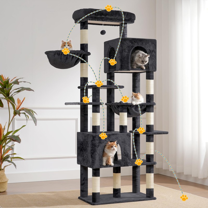 Heybly Cat Tree, 76-Inch Tall Heavy Duty Cat Tower for